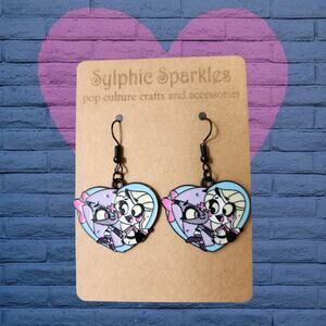 Hazbin Hotel Charlie and Vaggie Heart Charm Earrings